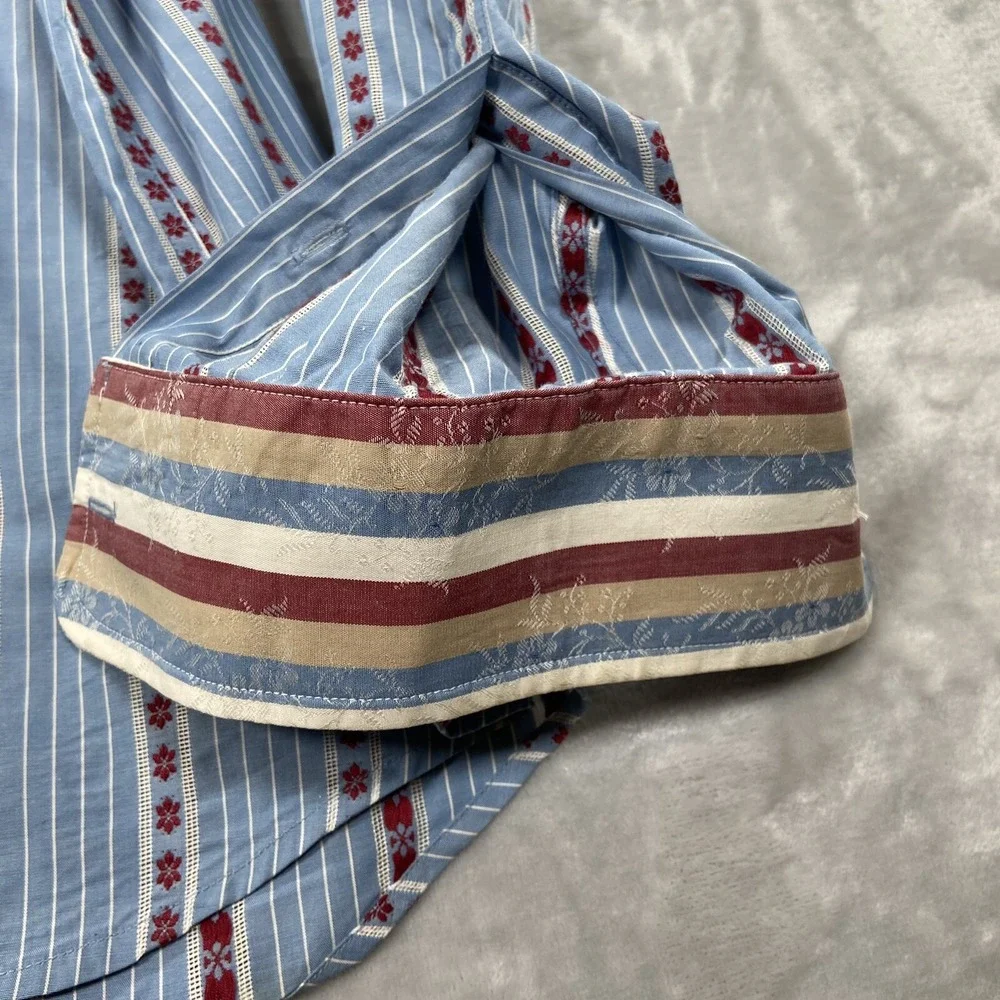 Robert Graham Shirt Mens Large Button Up Long Sleeve Flip Cuffs Striped Designer